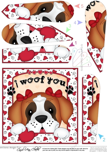 Fan Pyramage Topper - Love, Romance, Valentine- Little St Bernard Dog