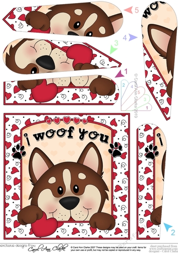 Fan Pyramage Topper - Love, Romance, Valentine- Little Husky Dog
