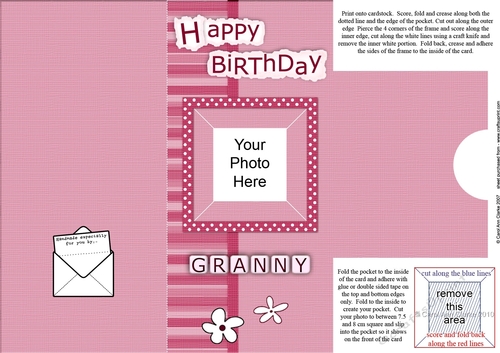 Add a Photo Happy Birthday GRANNY with easy fold frame