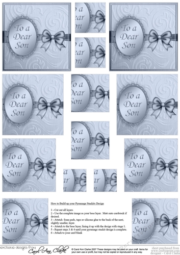 To a Dear Son - Elegant Metallic Greeting - Pyramage sheet
