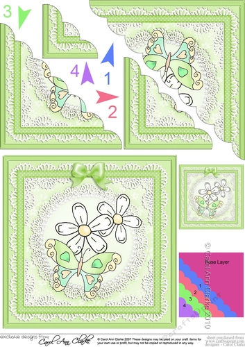 Fluttery Butterfly & Daisies - Scallop Corner side stacker Topper