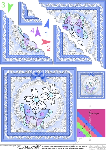 Fluttery Butterfly & Daisies - Scallop Corner side stacker Topper