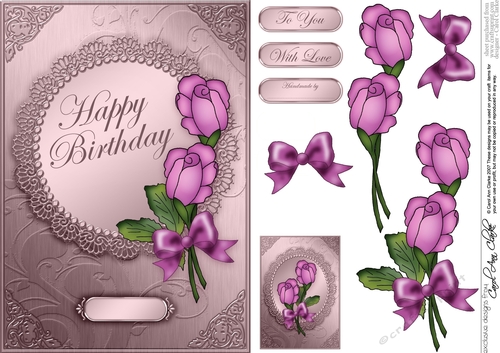 Happy Birthday - A5 Quick Card with 3d Decoupage