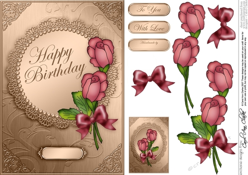 Happy Birthday - A5 Quick Card with 3d Decoupage