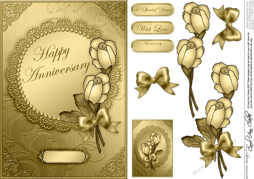 Happy Anniversary - A5 Quick Card with 3d Decoupage