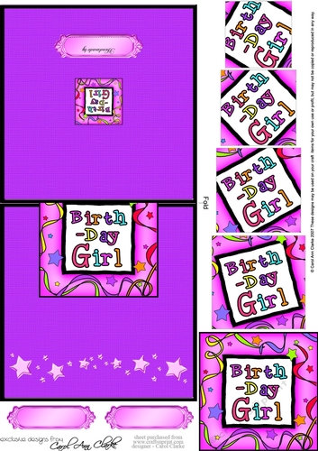 Birthday Girl - No-Hole Easy Over the Edge Card & Spiral Pyramid Topper