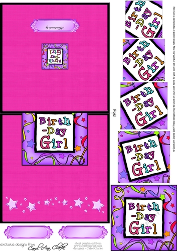 Birthday Girl - No-Hole Easy Over the Edge Card & Spiral Pyramid Topper