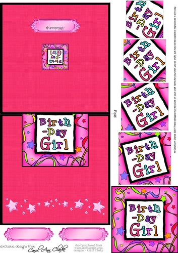 Birthday Girl - No-Hole Easy Over the Edge Card & Spiral Pyramid Topper