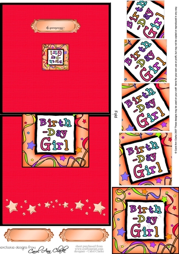 Birthday Girl - No-Hole Easy Over the Edge Card & Spiral Pyramid Topper