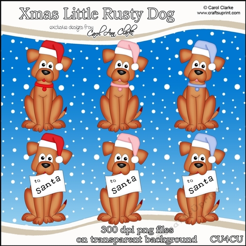 Christmas Cute Rusty Dog - CU4CU Digital Clip Art Set