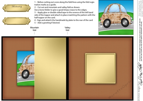 Funky Graffiti Car - No-Hole Fold Back Card