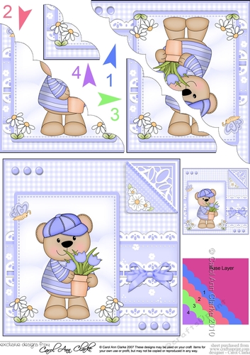 Cute Little Austin Bear - Scalloped Corner Stacker