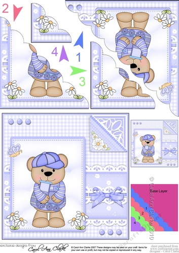 Cute Little Austin Bear - Scalloped Corner Stacker
