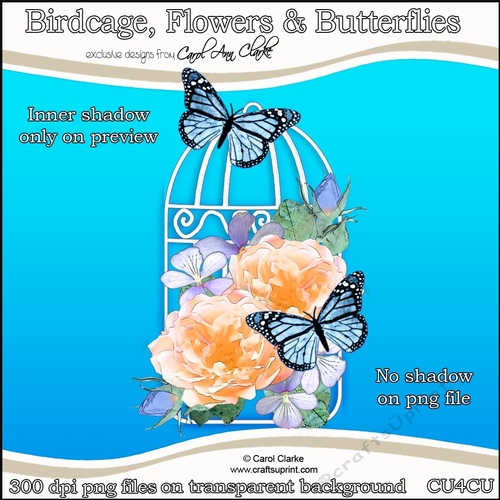 Birdcage, Flowers & Butterflies - CU4CU Digital Clip Art Set