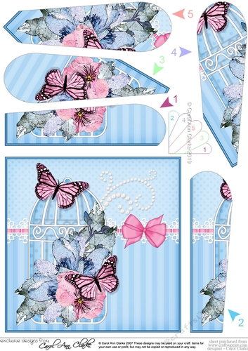 Pretty Flowers & Butterfly Birdcage Fan Pyramage Topper