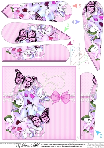 Pretty Flowers & Butterfly Birdcage Fan Pyramage Topper