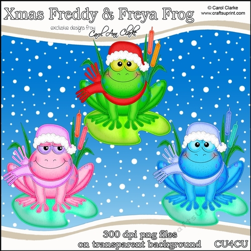 Christmas Freddy & Freya Frog - CU4CU Digital Clip Art Set