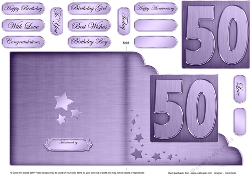 50th Metallic Age Cut and Fold Corner Card