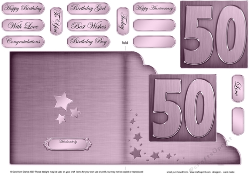 50th Metallic Age Cut and Fold Corner Card