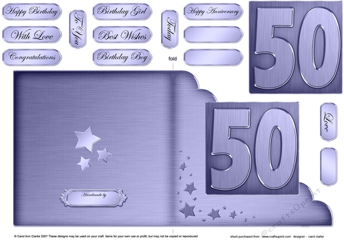 50th Metallic Age Cut and Fold Corner Card