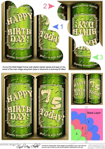 75th Birthday Cans of Beer square landscape insert