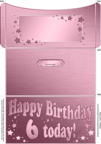 6th Birthday Metallic Age Money or Gift Wallet Card