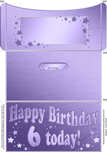 6th Birthday Metallic Age Money or Gift Wallet Card