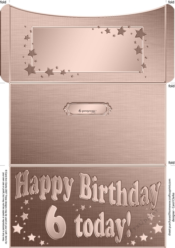6th Birthday Metallic Age Money or Gift Wallet Card