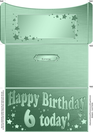 6th Birthday Metallic Age Money or Gift Wallet Card
