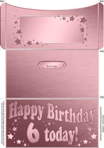 6th Birthday Metallic Age Money or Gift Wallet Card