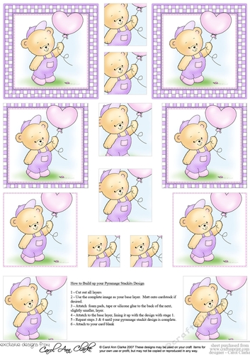 Cute Hunney Bear Robert has a Balloon - Pyramage sheet 