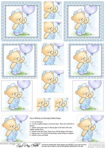 Cute Hunney Bear Robert has a Balloon - Pyramage sheet 