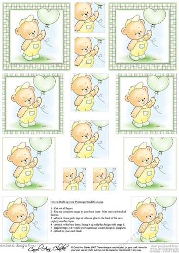 Cute Hunney Bear Robert has a Balloon - Pyramage sheet 