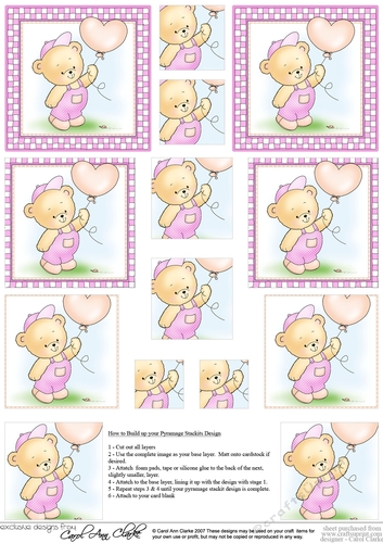 Cute Hunney Bear Robert has a Balloon - Pyramage sheet 