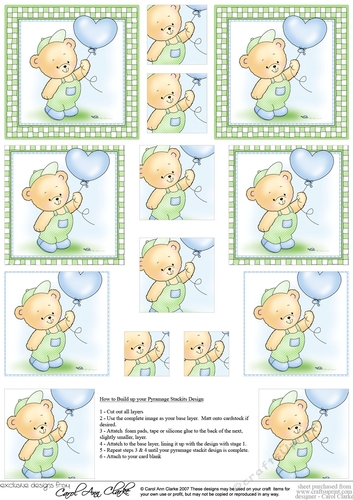Cute Hunney Bear Robert has a Balloon - Pyramage sheet 