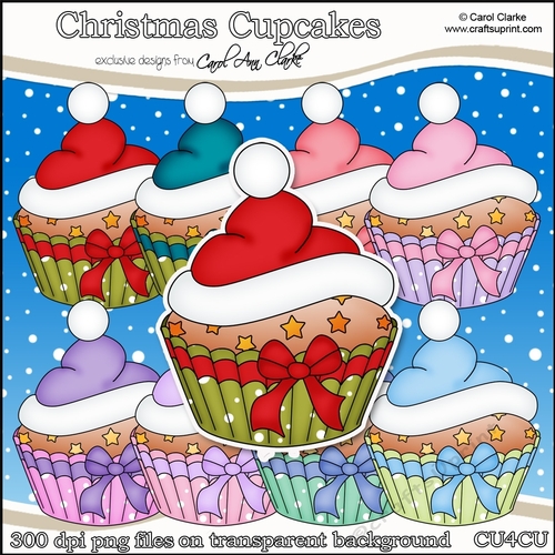 8 Christmas Cupcakes - CU4CU Digital Clip Art Set