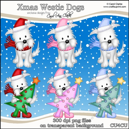 Christmas Jock & Jess Westie Dog - CU4CU Digital Clip Art Set
