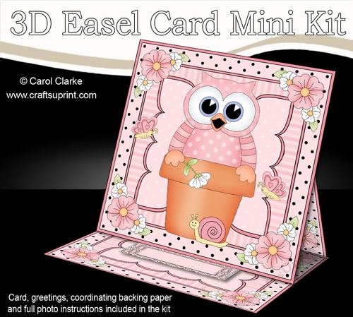 3D Easel Card Mini Kit - Flowerpot Friends - Cute Little Hoot Owl