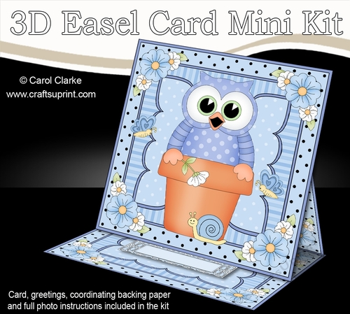 3D Easel Card Mini Kit - Flowerpot Friends - Cute Little Hoot Owl