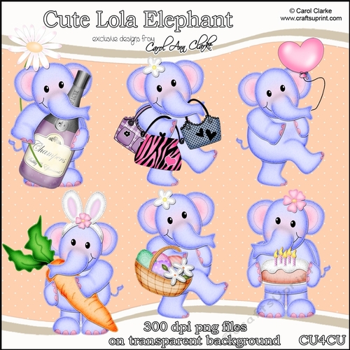 Cute Lola Elephant - CU4CU Digital Clip Art Set