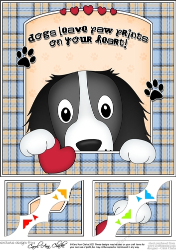 8 x 8 Scalloped Corner Topper - Dogs Leave Paw Prints - Springer Spaniel