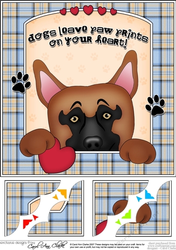 8 x 8 Scalloped Corner Topper - Dogs Leave Paw Prints - German Shepherd Dog 