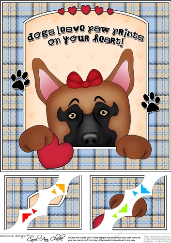 8 x 8 Scalloped Corner Topper - Dogs Leave Paw Prints - German Shepherd Dog 