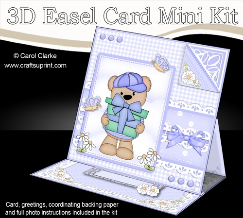 3D Easel Card Mini Kit - Cute Little Austin Bear