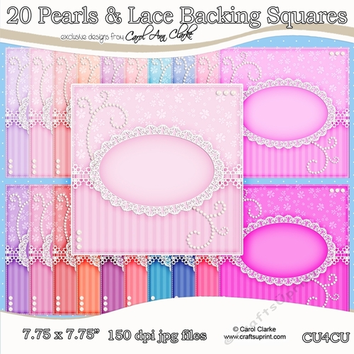 20 Pearls & Lace Backing Squares - CU4CU Digital Set