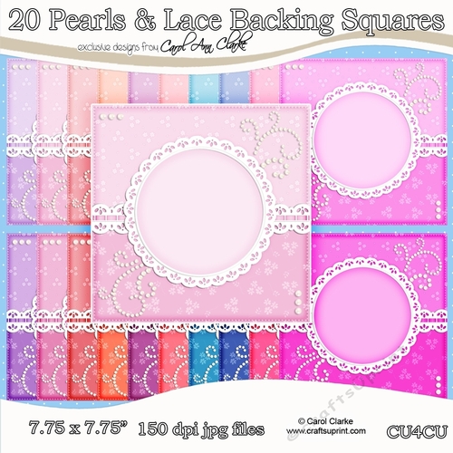 20 Pearls & Lace Backing Squares - CU4CU Digital Set