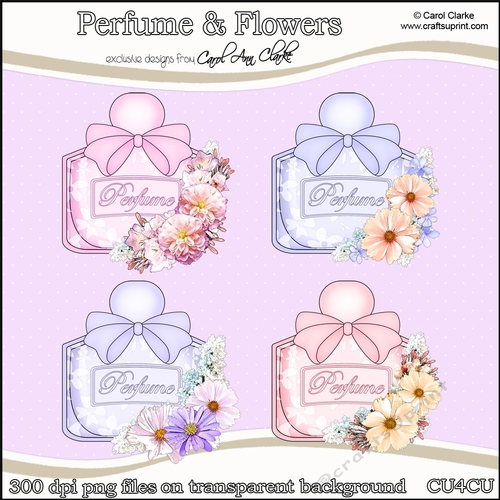 Pretty Perfume Bottles with Flowers - CU4CU Digital Clip Art Set