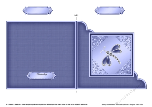 Diamante Dragonfly  - Cut and Fold Corner Card 