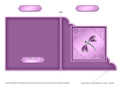 Diamante Dragonfly  - Cut and Fold Corner Card 