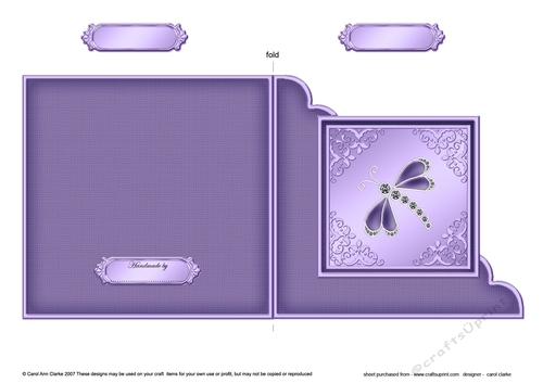 Diamante Dragonfly  - Cut and Fold Corner Card 